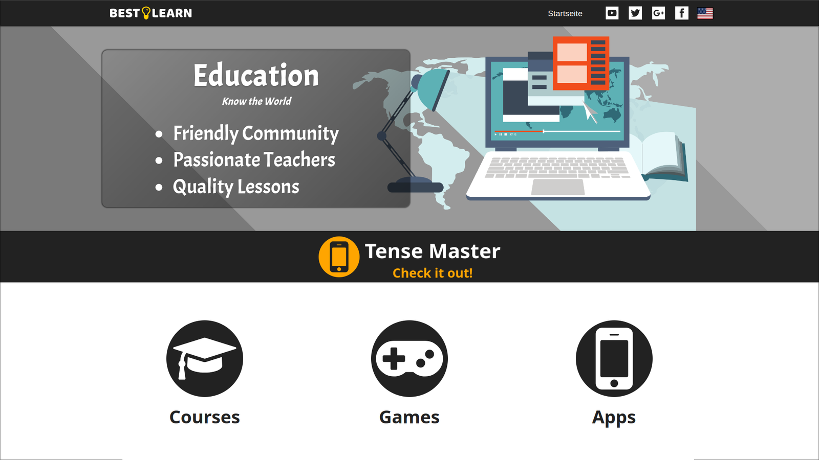 Screenshot showcasing the website for Bestlearn