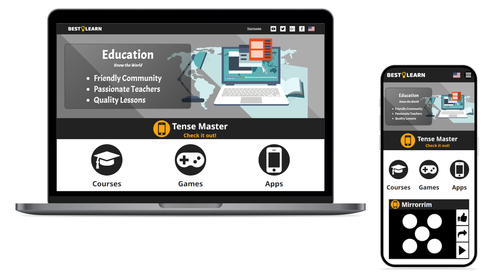 Screenshots showcasing responsive design for the website for Bestlearn