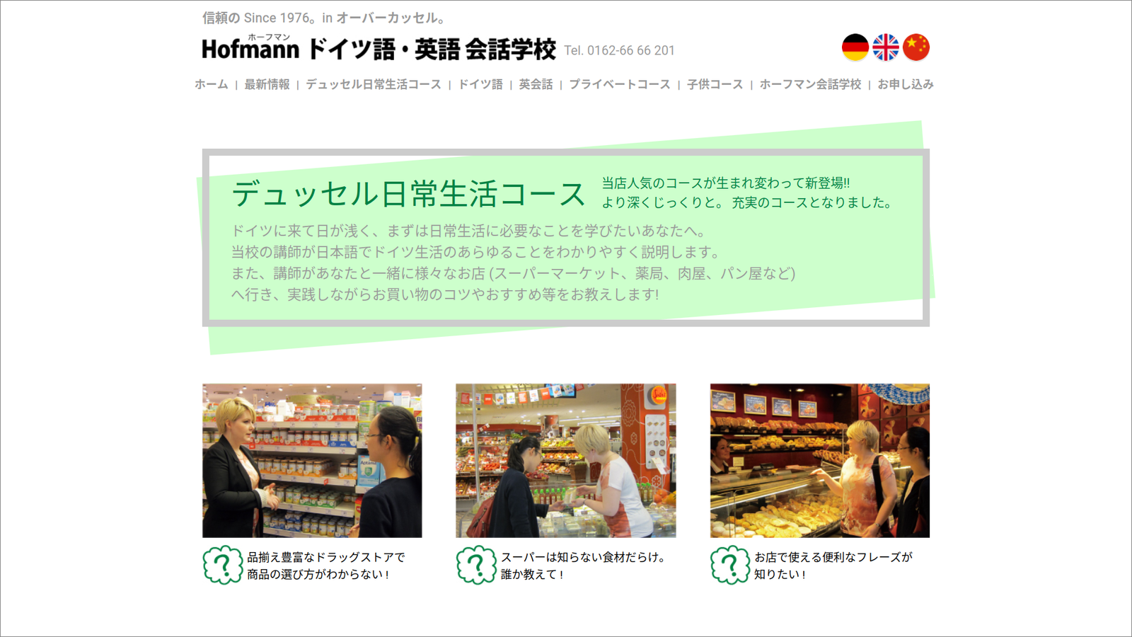 Screenshot showcasing the old Japanese website for Hofmann Language Services