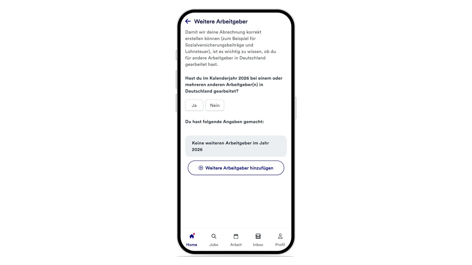 Screenshot showcasing the mobile app for Jobvalley